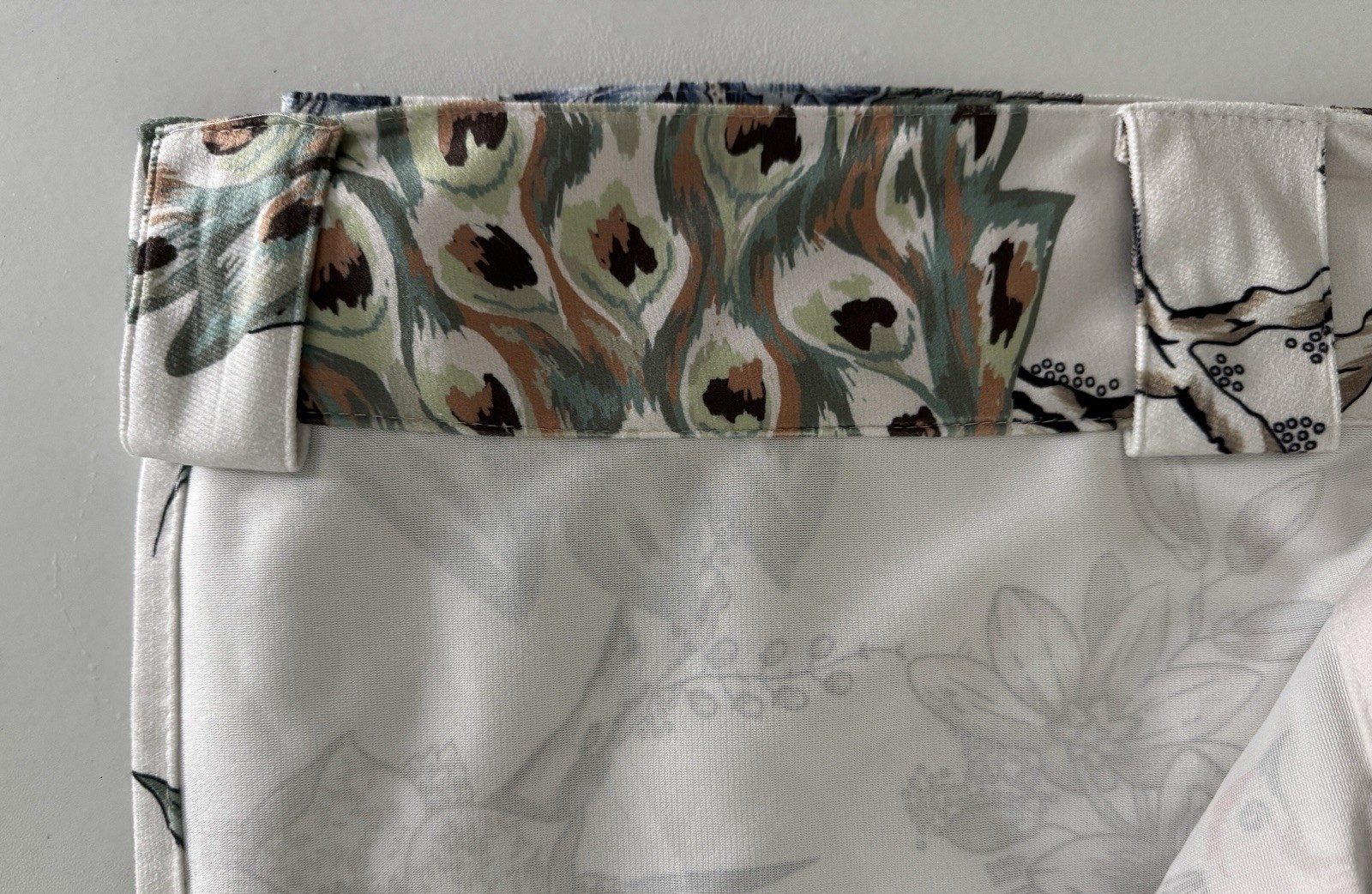 CALLISTO Window Curtains 2 Panels 38” X 96″ Peacock Birds Drapers Back Top Ivory