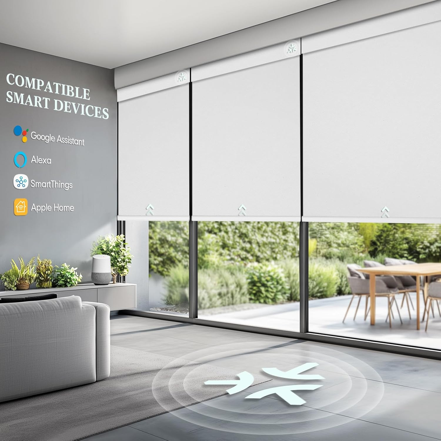 Smart Motorized Roller Shades with Remote, Cordless Blackout Blinds, White 34×72
