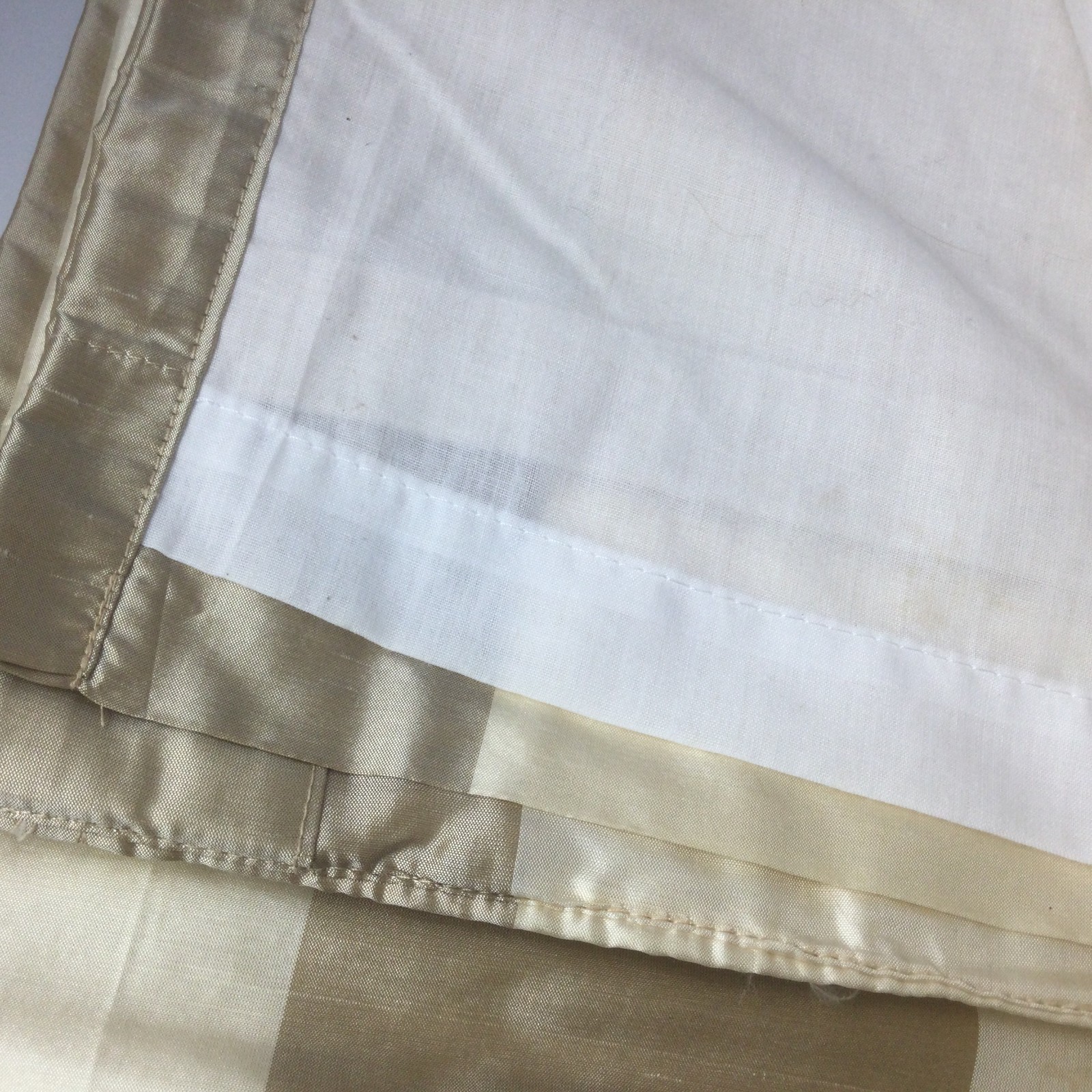 100% Silk 2 Window Curtains Drapes 94″ x 42″ Each Beige Cream Stripes READ