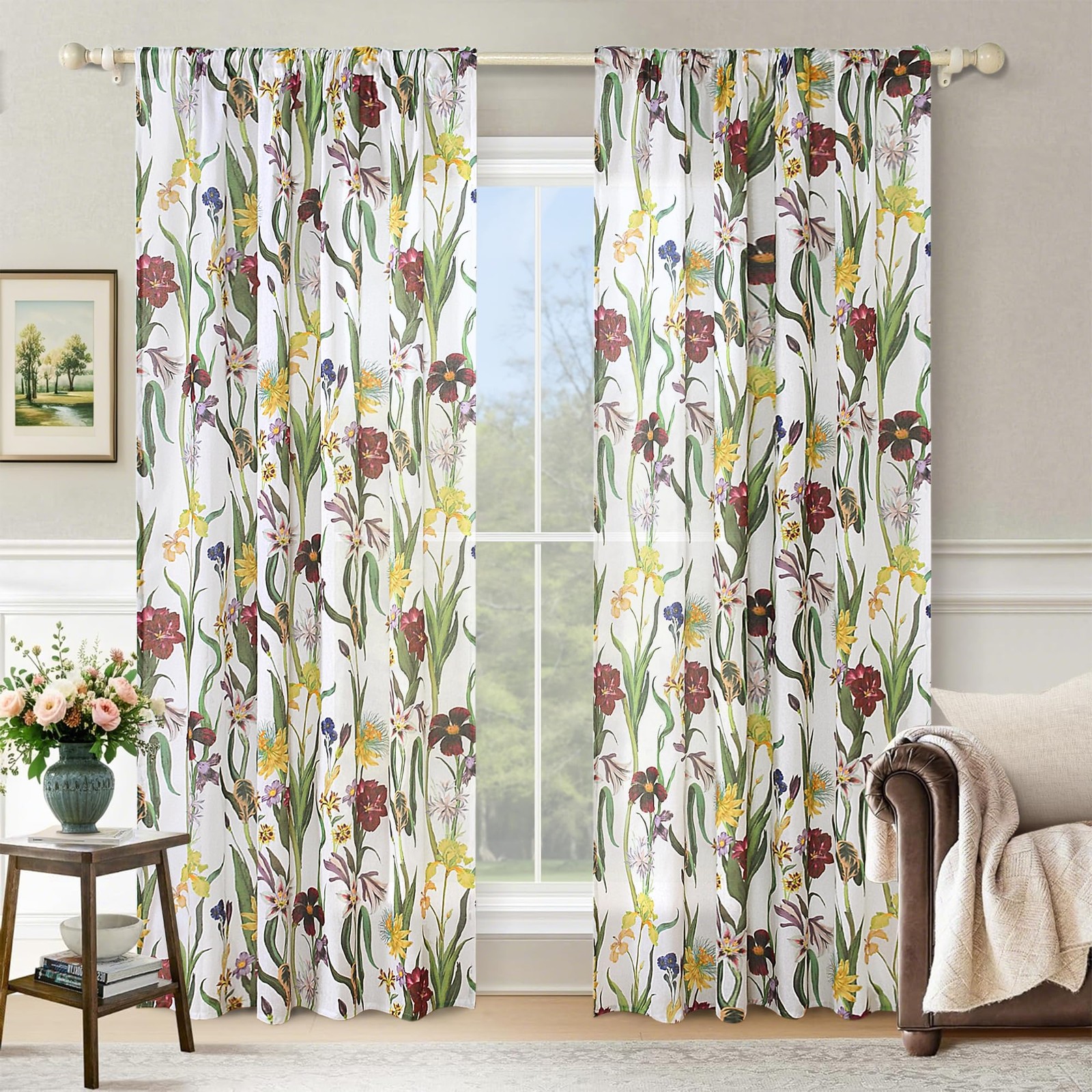 Schweek Boho Farmhouse Curtains for Living Room 84 Inches Length, Colorful Sh…