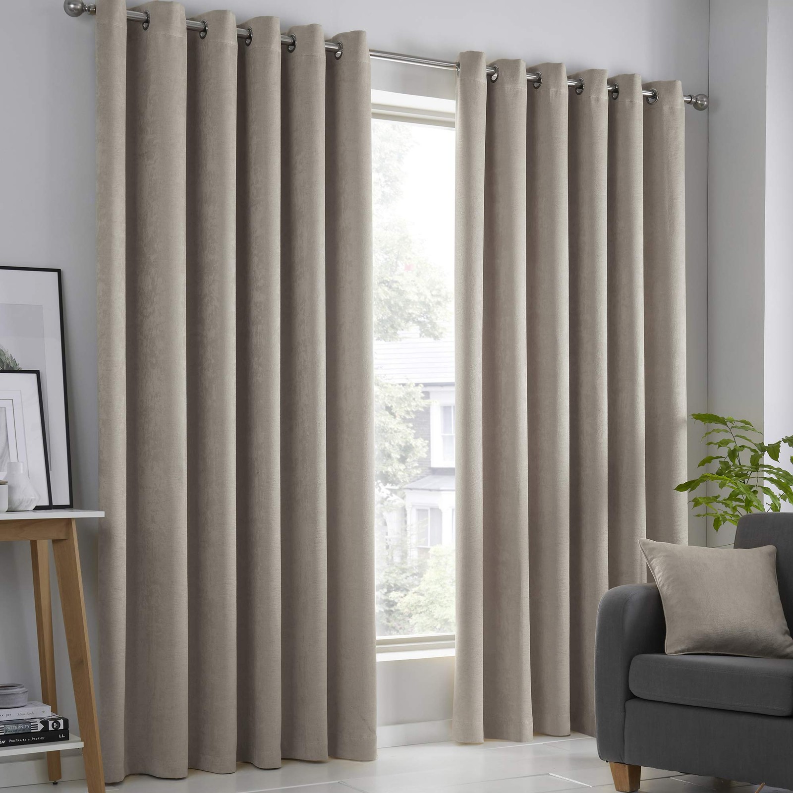 Strata – Blockout Eyelet Curtains, 168 x 137 cm, Natural, Natural