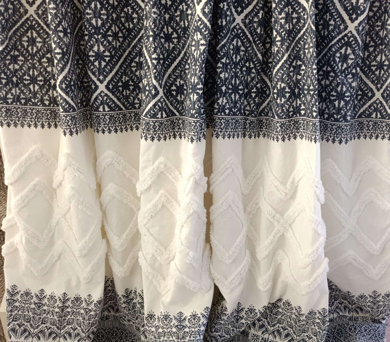 INK+IVY 100% Cotton 2 Panels Curtain Chenille 48”x 80” Geometric Boho Farmhouse