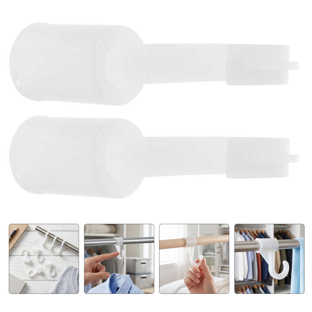 15Pcs Plastic Closet Hanging Rod Support Hooks White for Wardrobe Organization