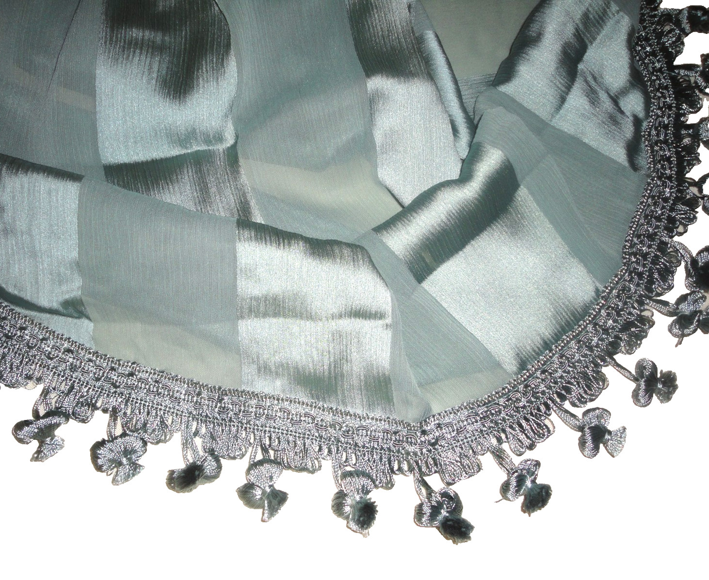 JC PENNEY CHRIS MADDEN SEASIDE BLUE CHANTAL STRIPE SHEER WINDOW VALANCE 58X38