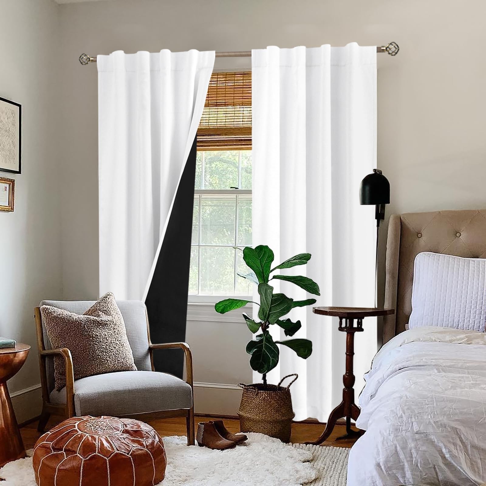 Pure White 100% Blackout Curtains for Bedroom, Black Out Living Room 84 inch …