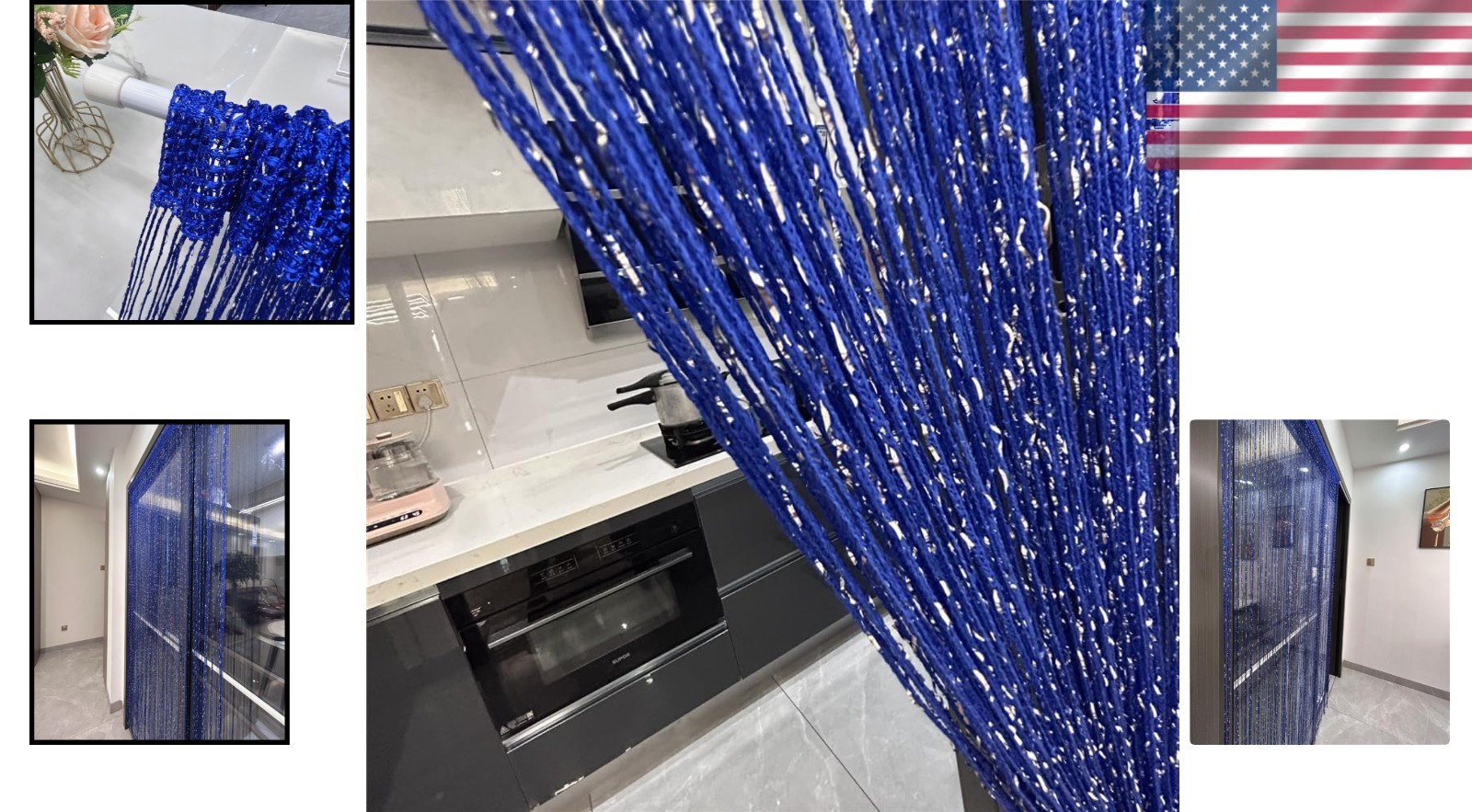 Customizable Royal Blue Room Divider String Curtain – Ideal for Home & Events