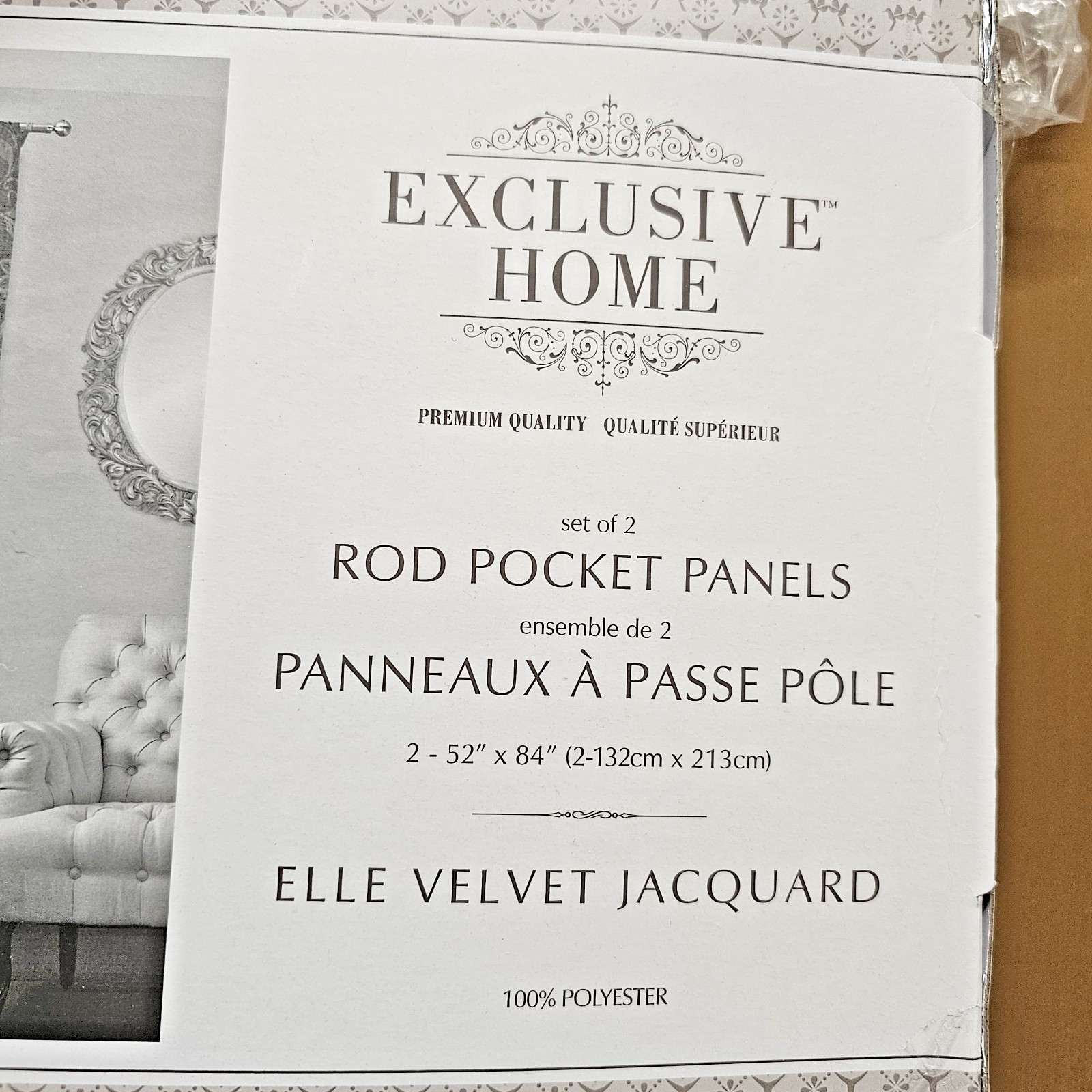 Exclusive Home- ELLE- Jacquard- Rod Pocket Panel Drapes- 52″x84″ -Taupe- NIP