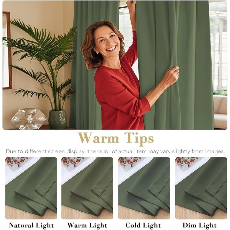 Thermal Blackout Curtains Insulated Panels Room Darkening Noise Reduction Decor