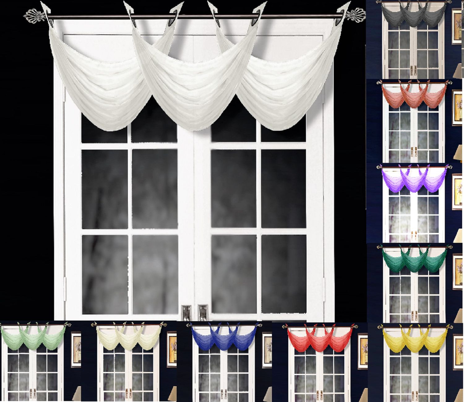 NEW ELEGANT WATERFALL GROMMET VOILE SHEER VALANCE WINDOW TREATMENT 36’X16″ K36