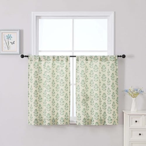 36 Inch Short Kitchen Window Curtains – 30″W x 36″L (Pack of 2) Sage Green