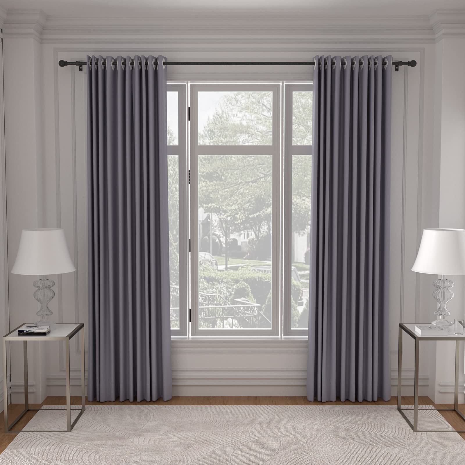 Black Curtain Rods for Window 28 to 48, 5/8 inch Small Decorative Curtain Rod…