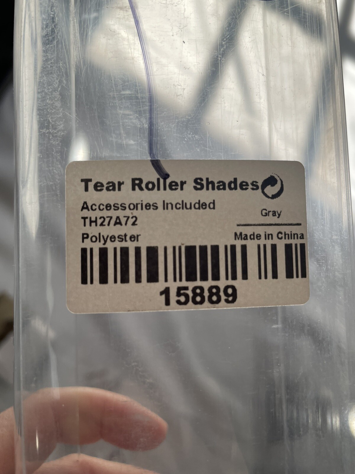 Blackout Tear Roller Shade in Gray 27″W x 64″L