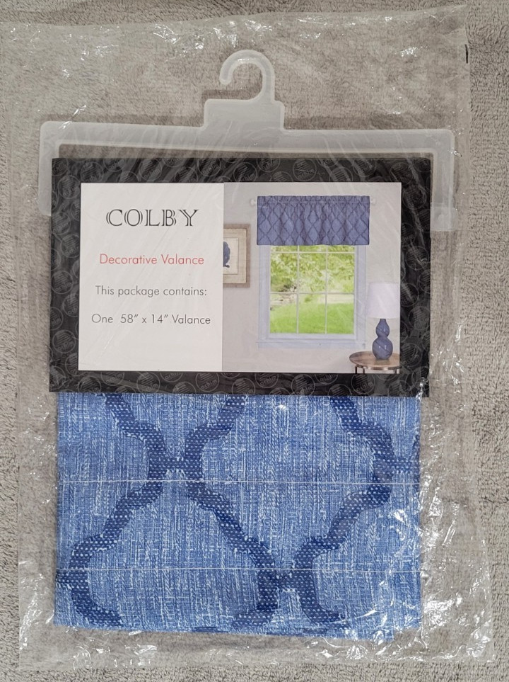 Colby Valance 58 X 14 – Blue Decorative 100% Polyester Fits Windows Up To 36’