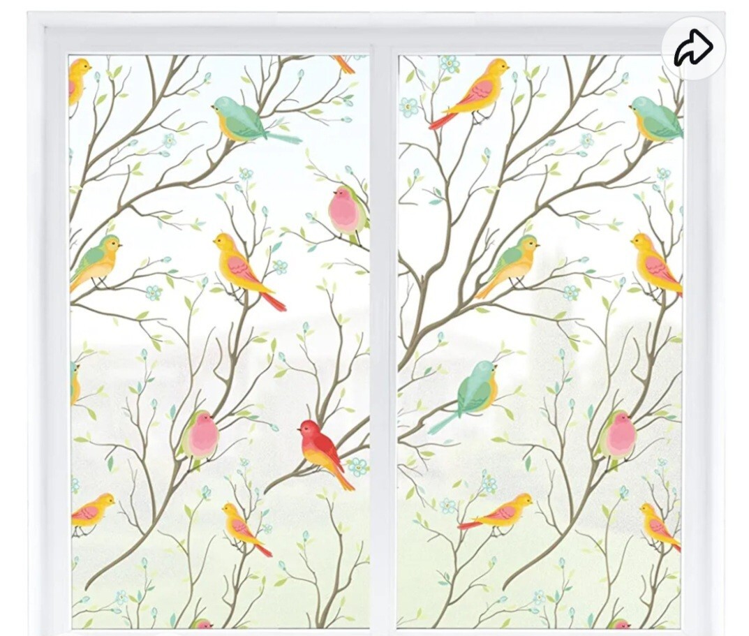 Coavas Window Privacy Film White Bird, 2 Rolls Each Covers 17.5″x78″