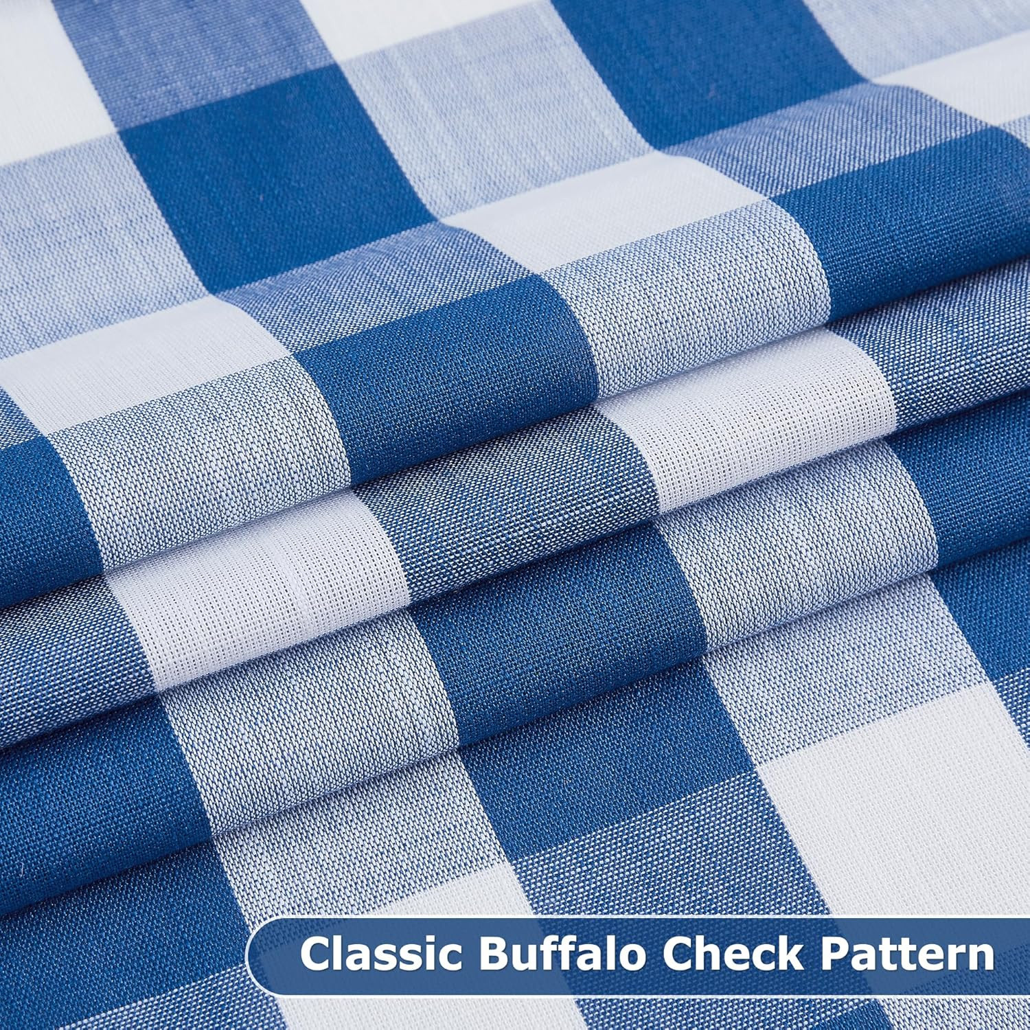 Buffalo Check Semi Curtain Panels Blue White Gingham Curtains Farmhouse Grommet