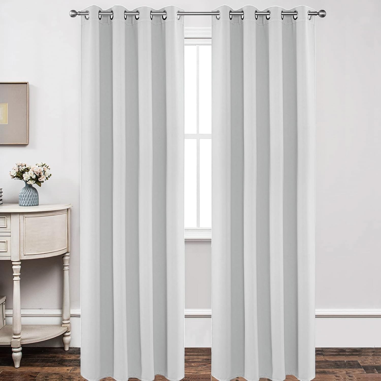 White Curtains 95 Inches Long 2 Panels Set, Thermal Insulated Long Curtains& …