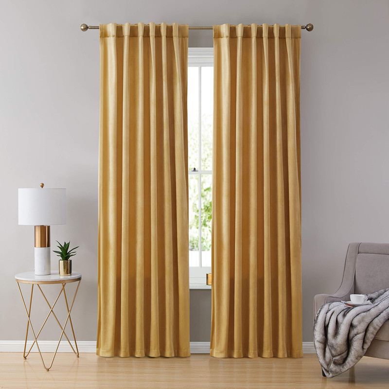 Hlc.Me Lopez Velvet Curtains For Living Room – Premium Privacy Back Tab Rod