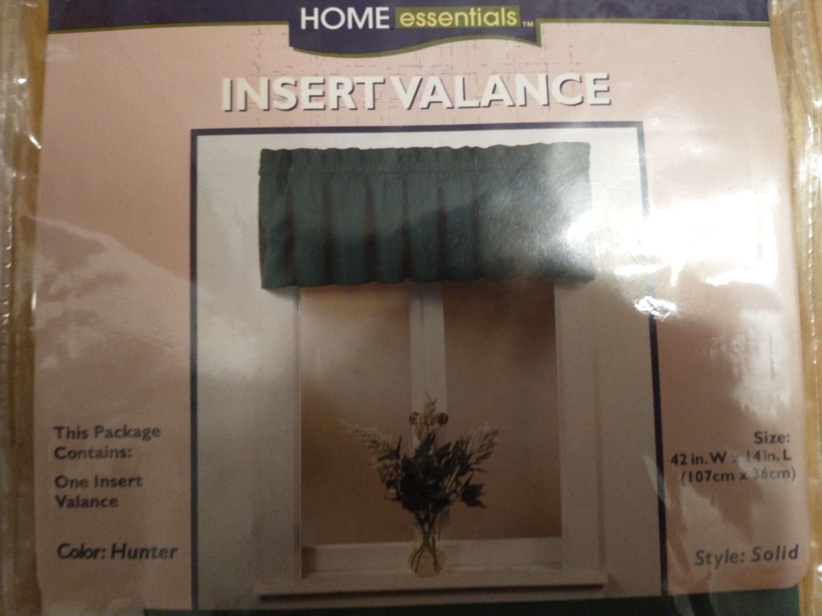 NEW Vintage Hunter Green K Mart Home Essentials Window Valance 42” X 14” Insert