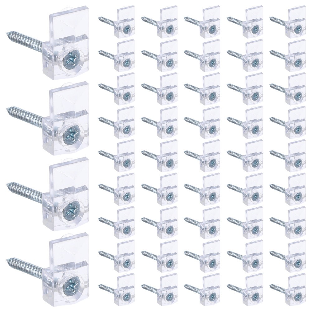 30 Sets Glass Plastic Retaining Clip Cabinet Fasteners Mirror Holders