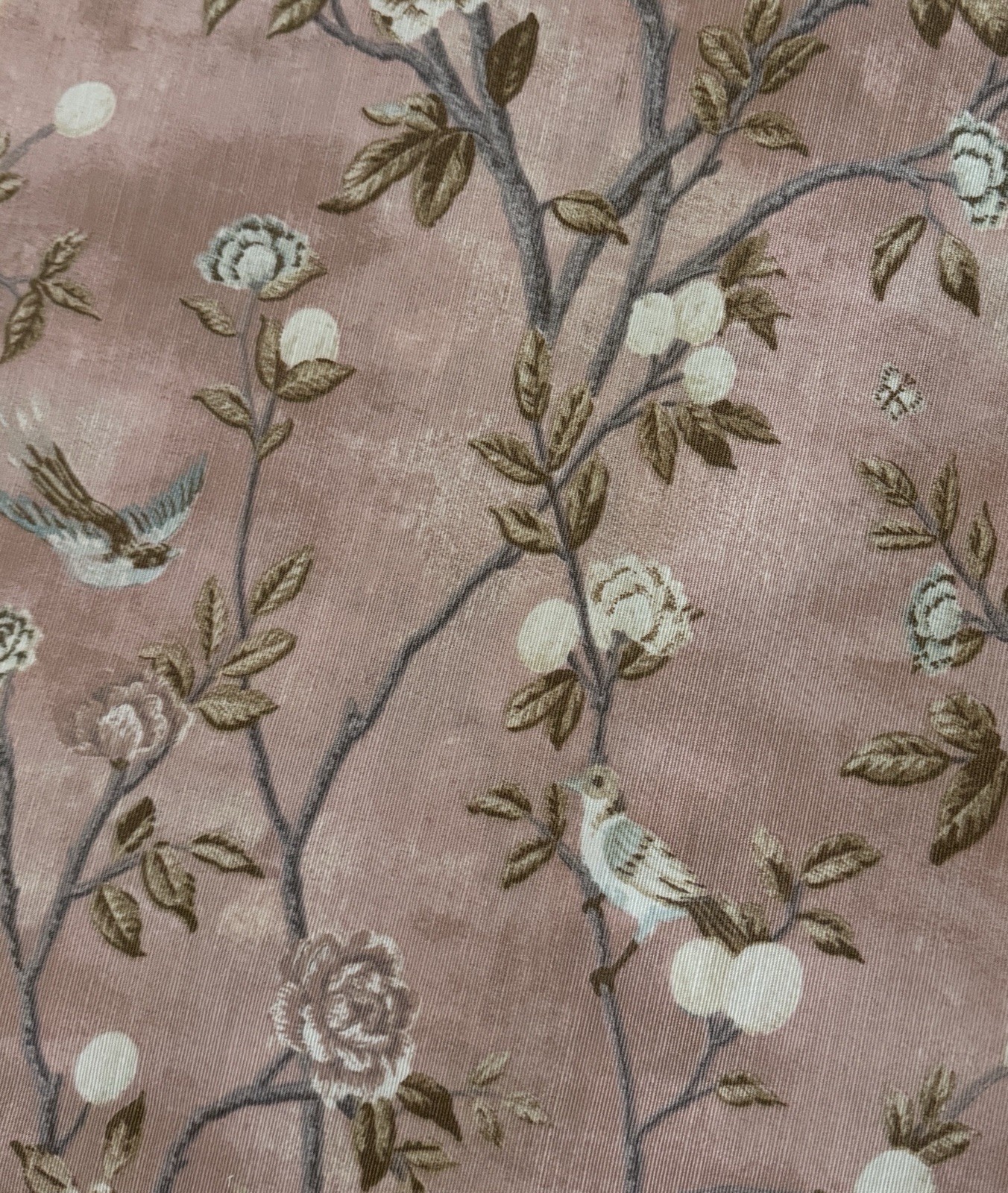 NIP Laura Ashley Window Curtains 2 Panels 38 x 84 Birds Rose Pink Brown Back Tab