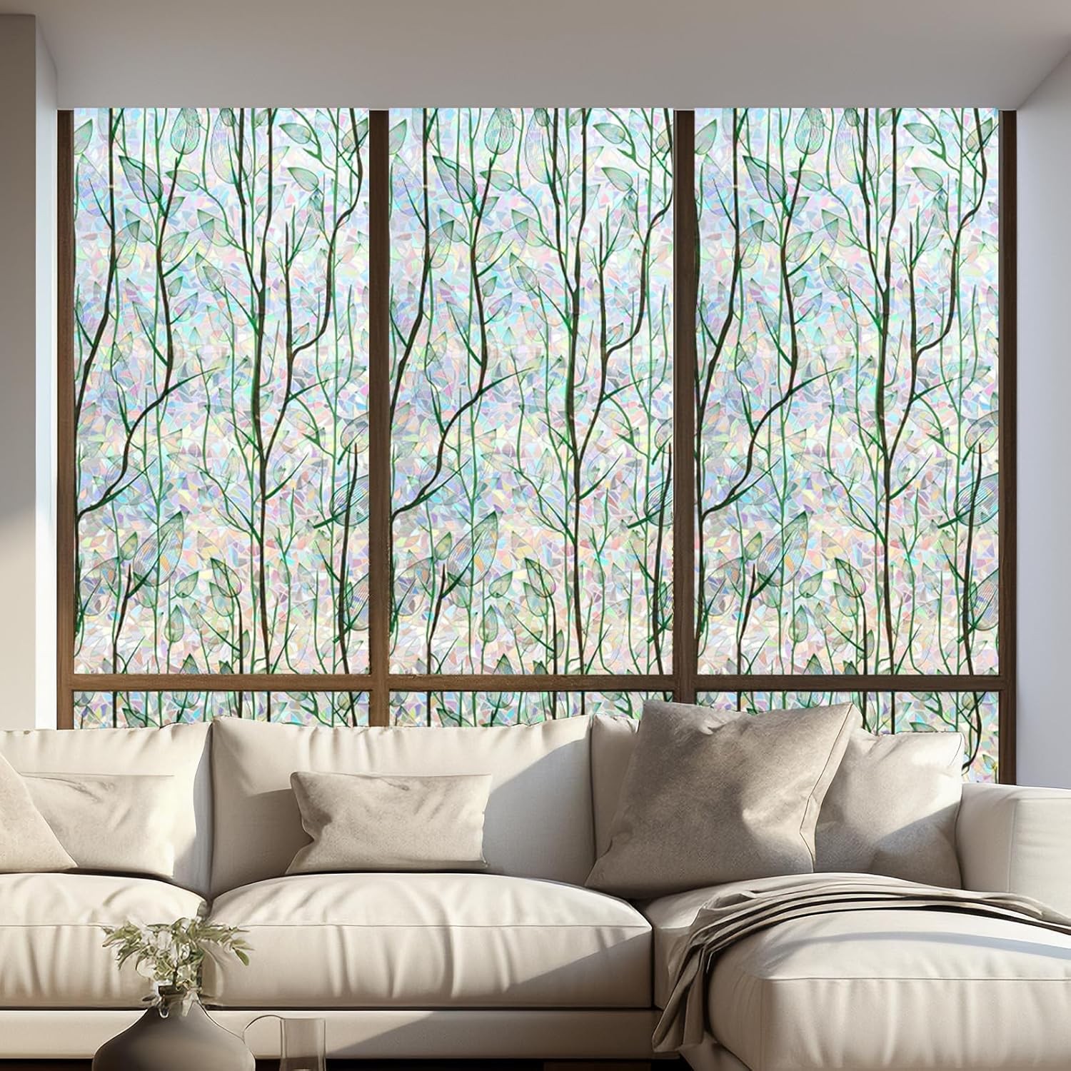 LEMON CLOUD Privacy Window Film 3D Stained Glass Window with Installation Tools,