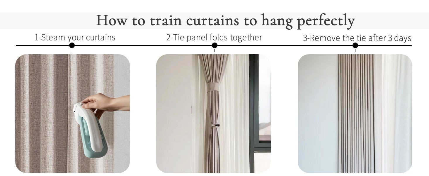 Neutral 10 ft Blackout Curtains 120 Inches Long,Linen Elegant Villa Cottage