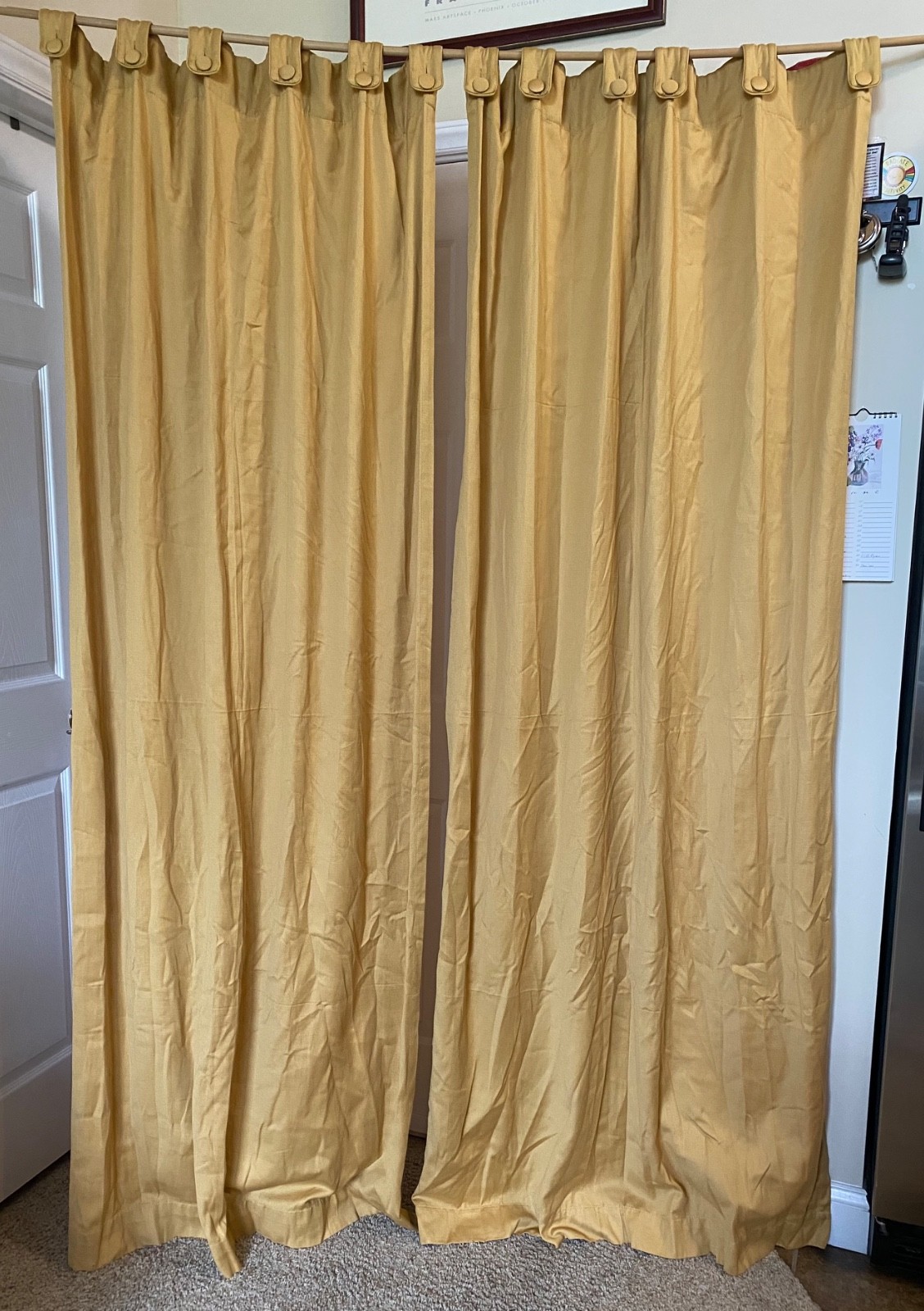 6 Curtain Panels 42″ x 84″ 100% Cotton Gold JC Pennet Threshold Unlined