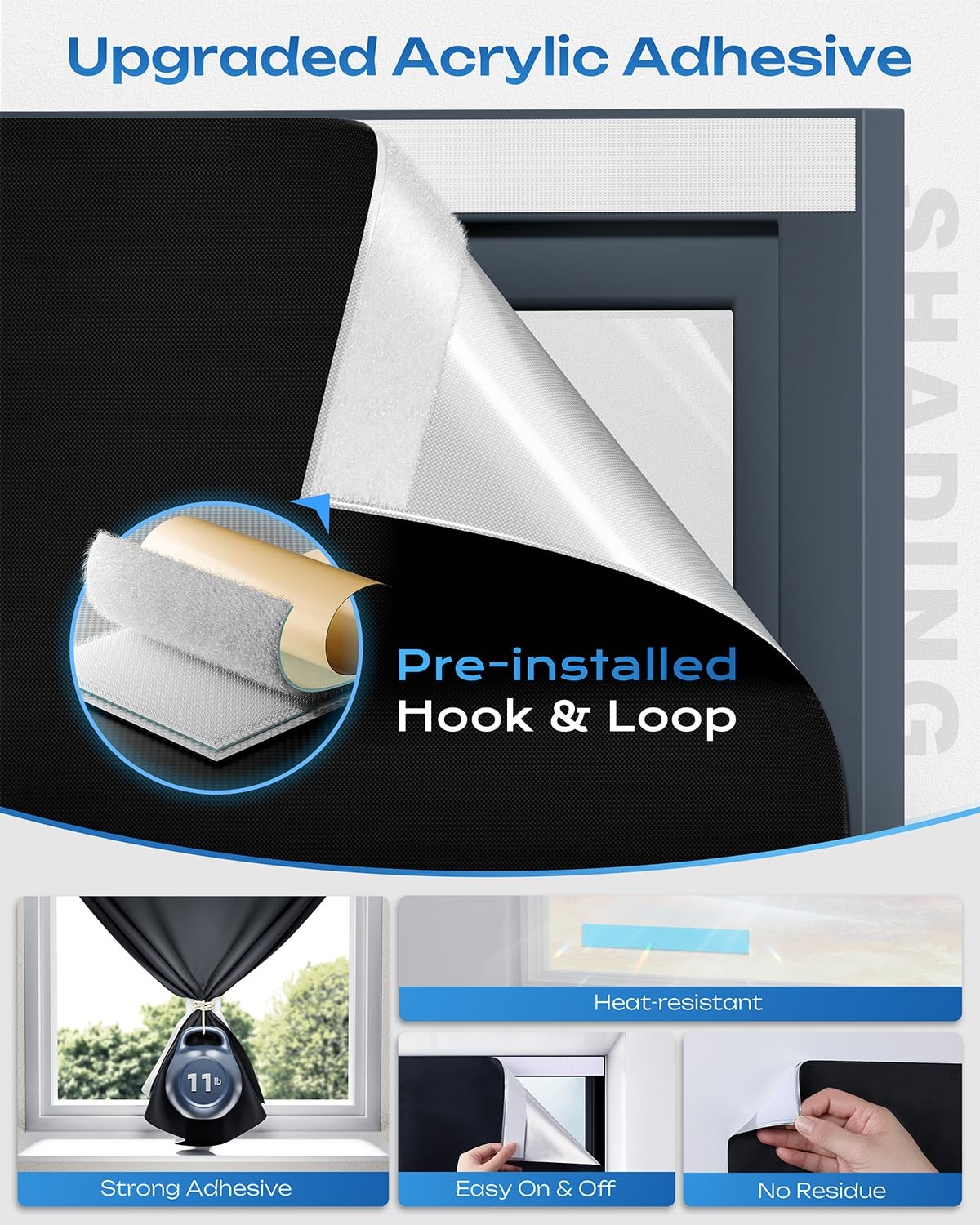100% Blackout Curtains, Portable No Drill Window Shades, DIY Blackout Window …