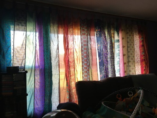 Indian Vintage Sari Patchwork Curtain Drape Window Decor Silk Multi Curtain
