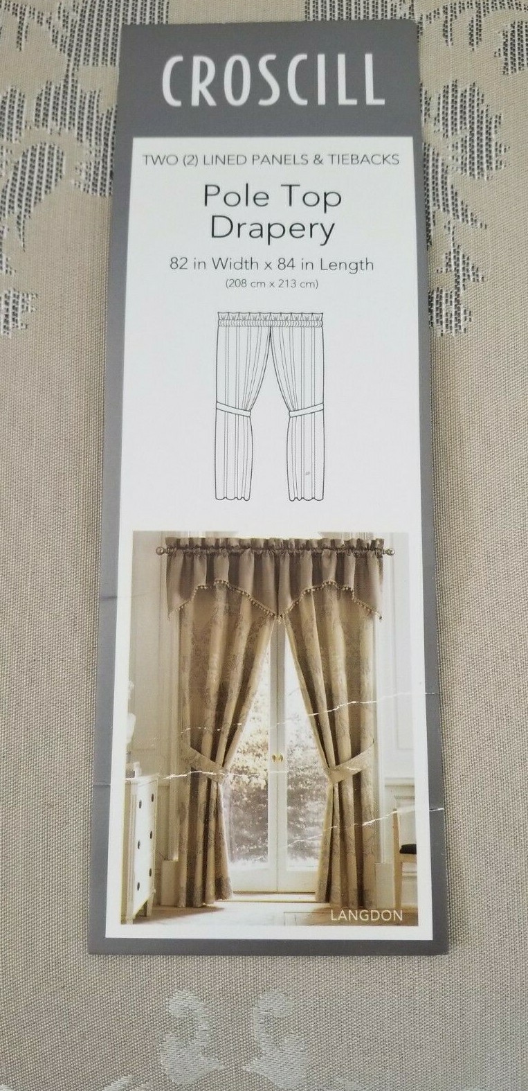 2 Croscill Langdon Linen Lined Drape Panels & Tiebacks 82″ x 84″ $165 NIP