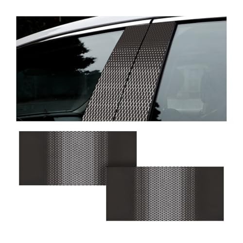 HZEL Carbon Fiber Car Window Pillar Stickers, 2PCS Waterproof Vehicle Black