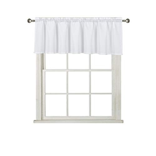 Waffle Curtain Valance Window Treatment for 60″W x 16″L (Pack of 1) White