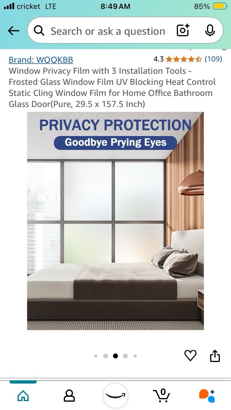 WQQKBB Window/ Glass Door Privacy Film 29.5 X 157.5 W/ Installation Tools NEW