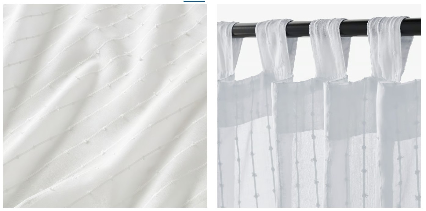 Ikea LILL Sheer Mesh White Canopy Drapes Curtains 2 Panels (1 Pair) 110″ x 98″