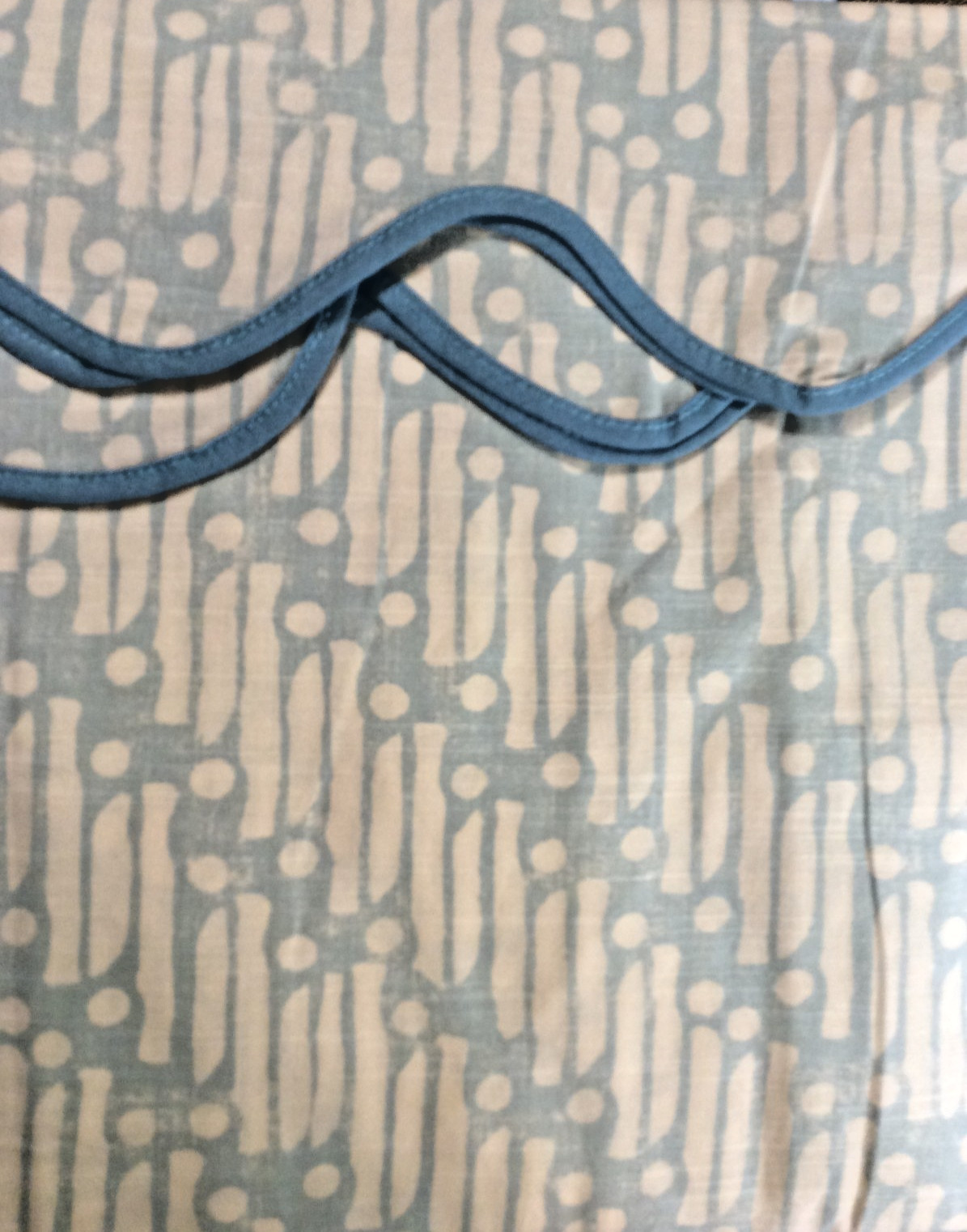 West Elm Two (2) Rhode Batik Scallop Cotton Curtain 48×84 Light Blue New
