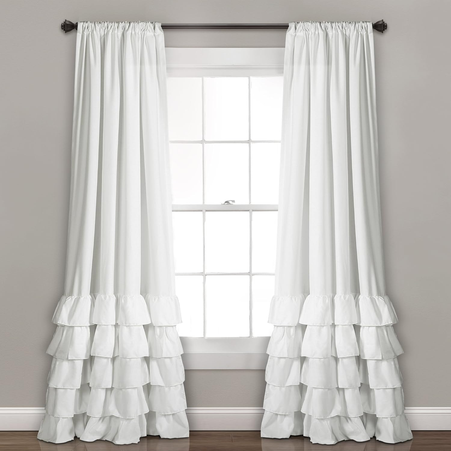 Allison Ruffle Light Filtering Window Curtain Panels Pair 40″ W X 84″ L White –