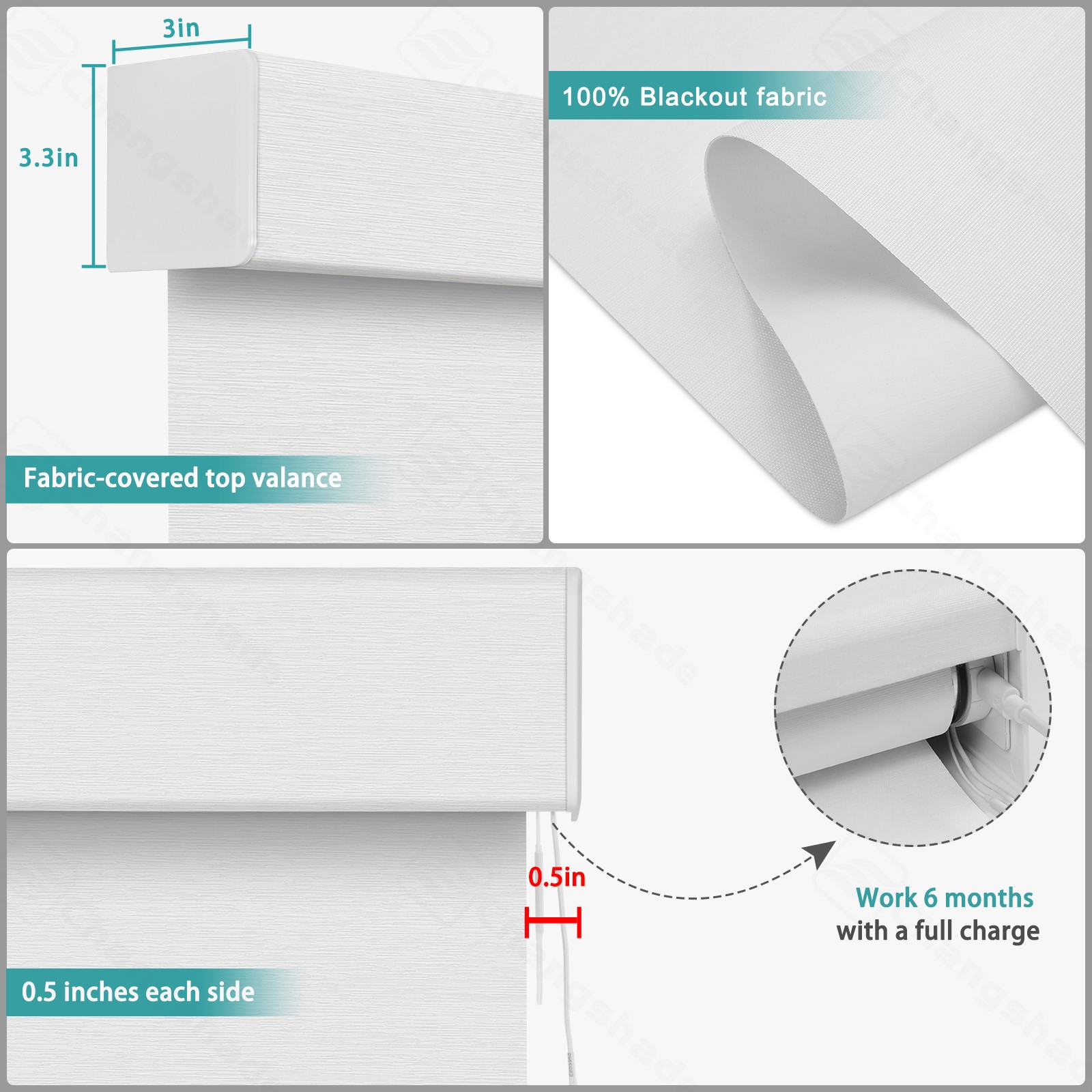 Changshade Smart Blackout Zebra Roller Blinds with Remote Control Automatic