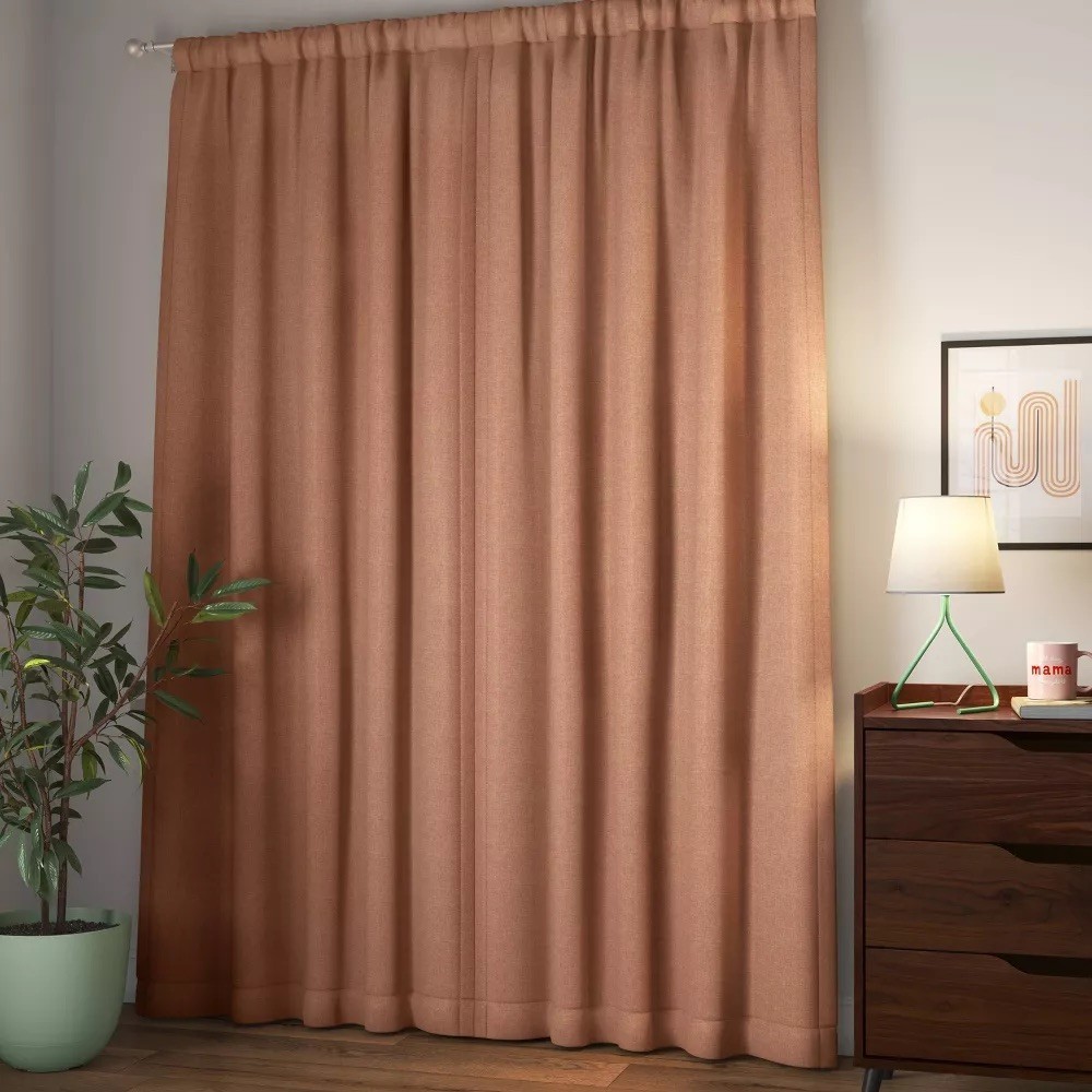 (2) Room Essentials Room Darkening Thermal Curtains 84×42 Heathered Orange Pair