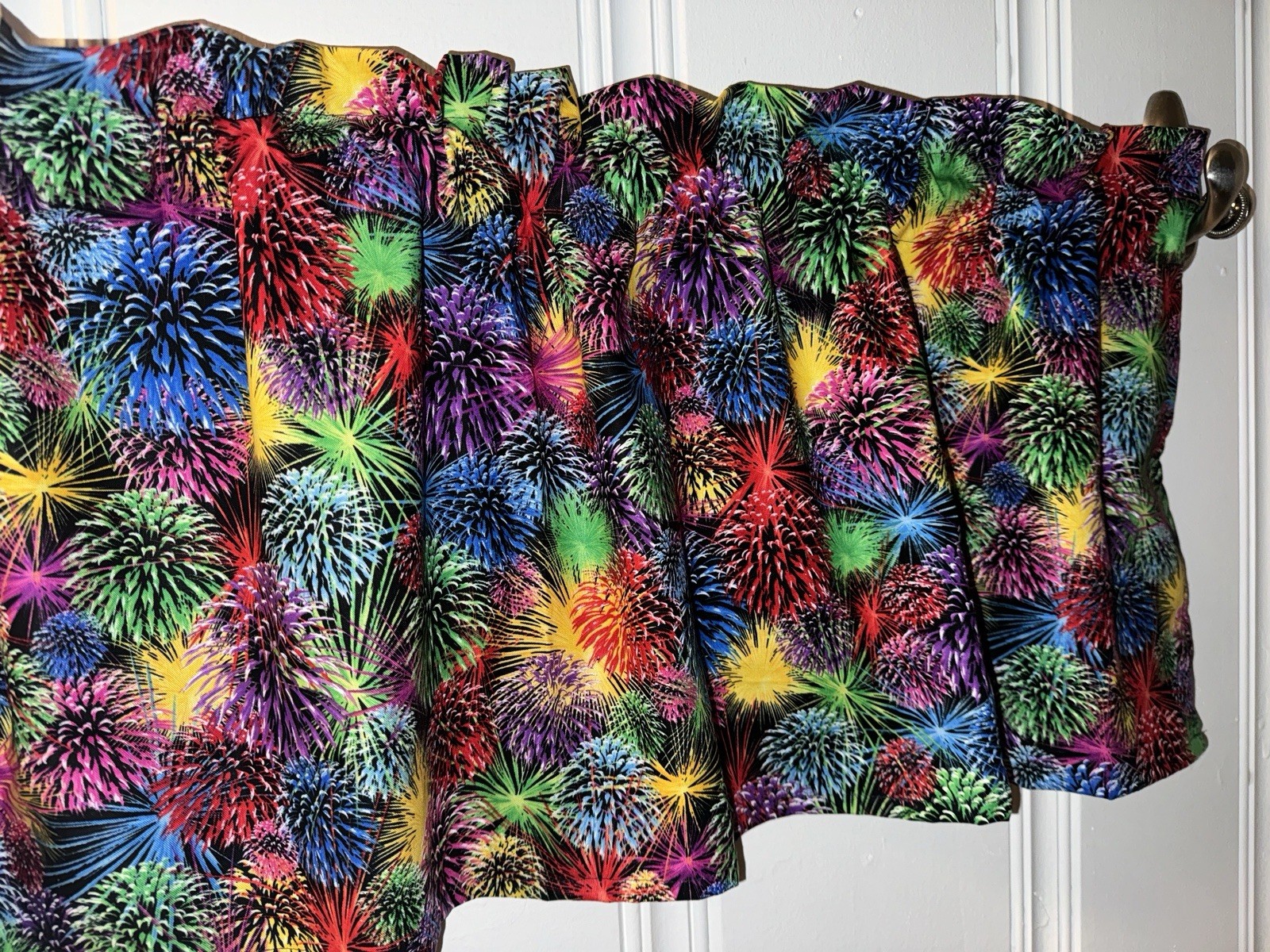 Fireworks Window Valance Curtains 4th Of July Fireworks Memorial Day Decor 42×14