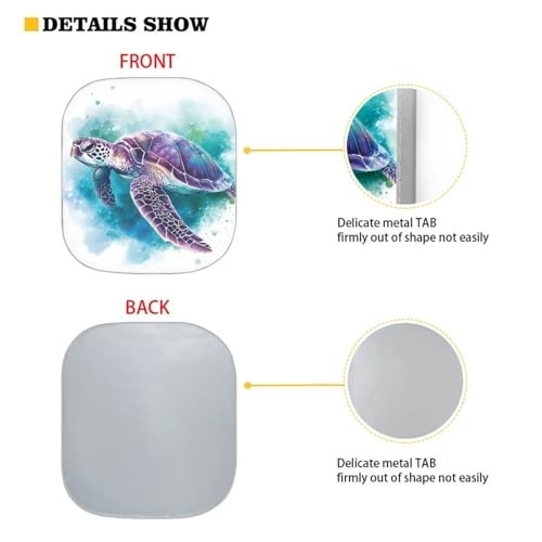 Windshield Sunshade 2 Piece Front Protector Folding Car Sun Visor Sea Turtle