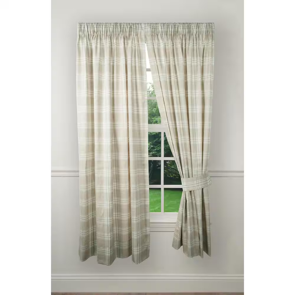 Natural Plaid Rod Pocket Room Darkening Curtain – 84 In. W X 63 In. L (Set of 2)