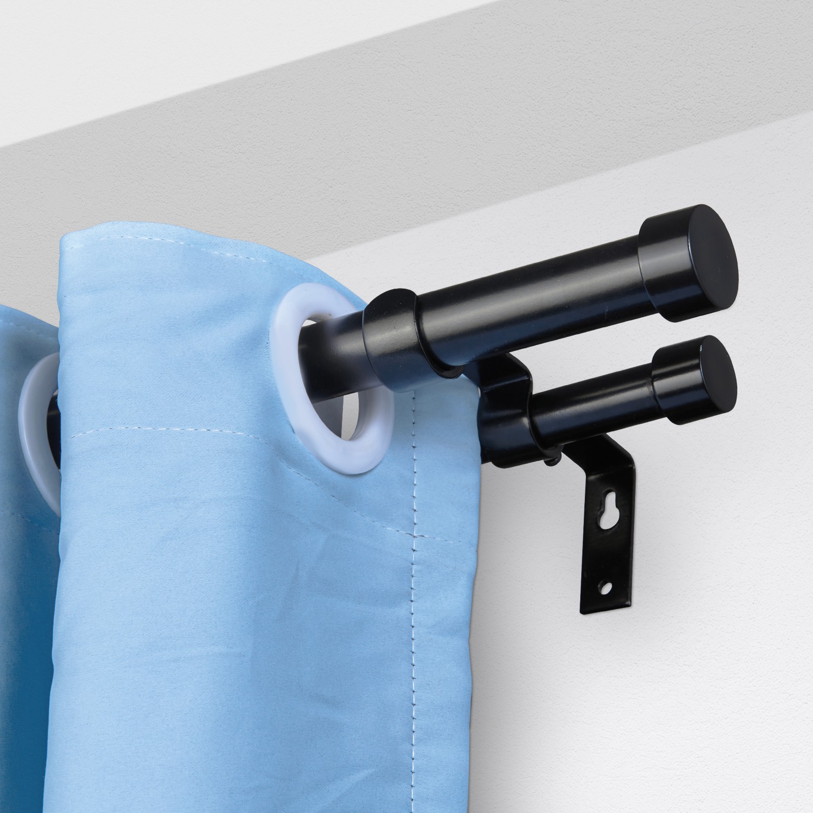 Uimoso Adjustable Double Curtain Rods with Cap Finials, 72-144 in Length
