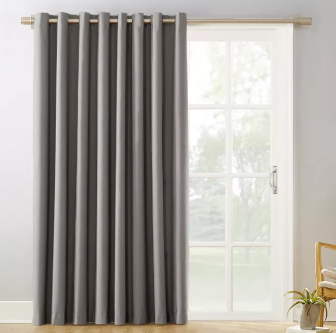 Sun Zero Blackout Kenneth Extra-Wide Grommet Patio Door Curtain 100″ W x 84″ L