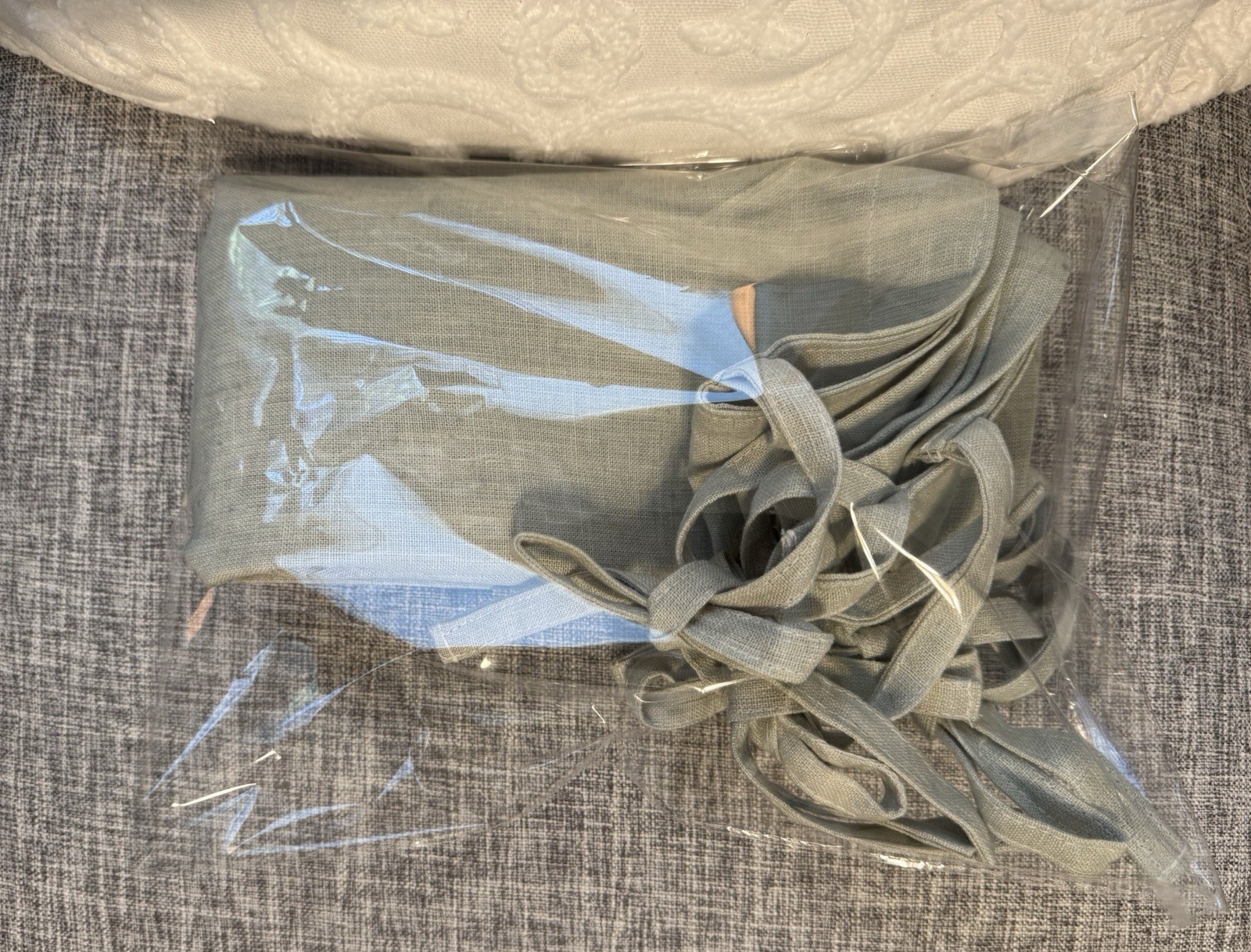 Custom Made Tie Linen Valance Small Window Sage 36×18” Front Door Window New