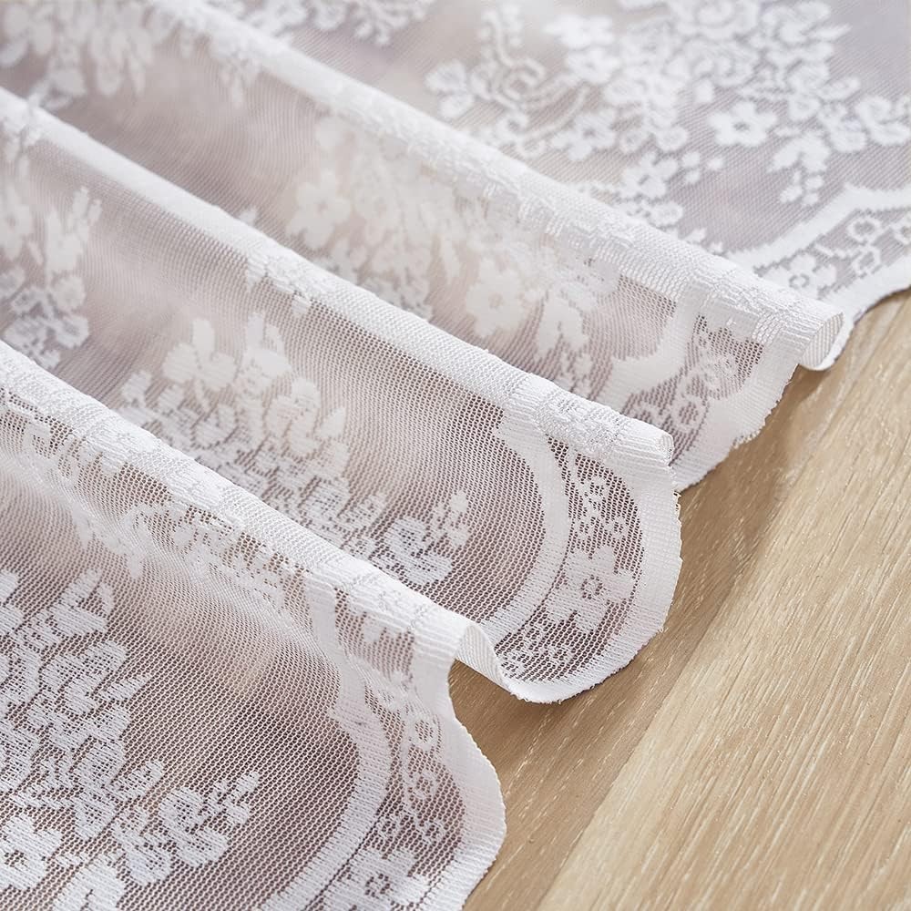 White Lace Curtains 36 inch Length Country Cafe Curtains 26″x 36″ Bright White