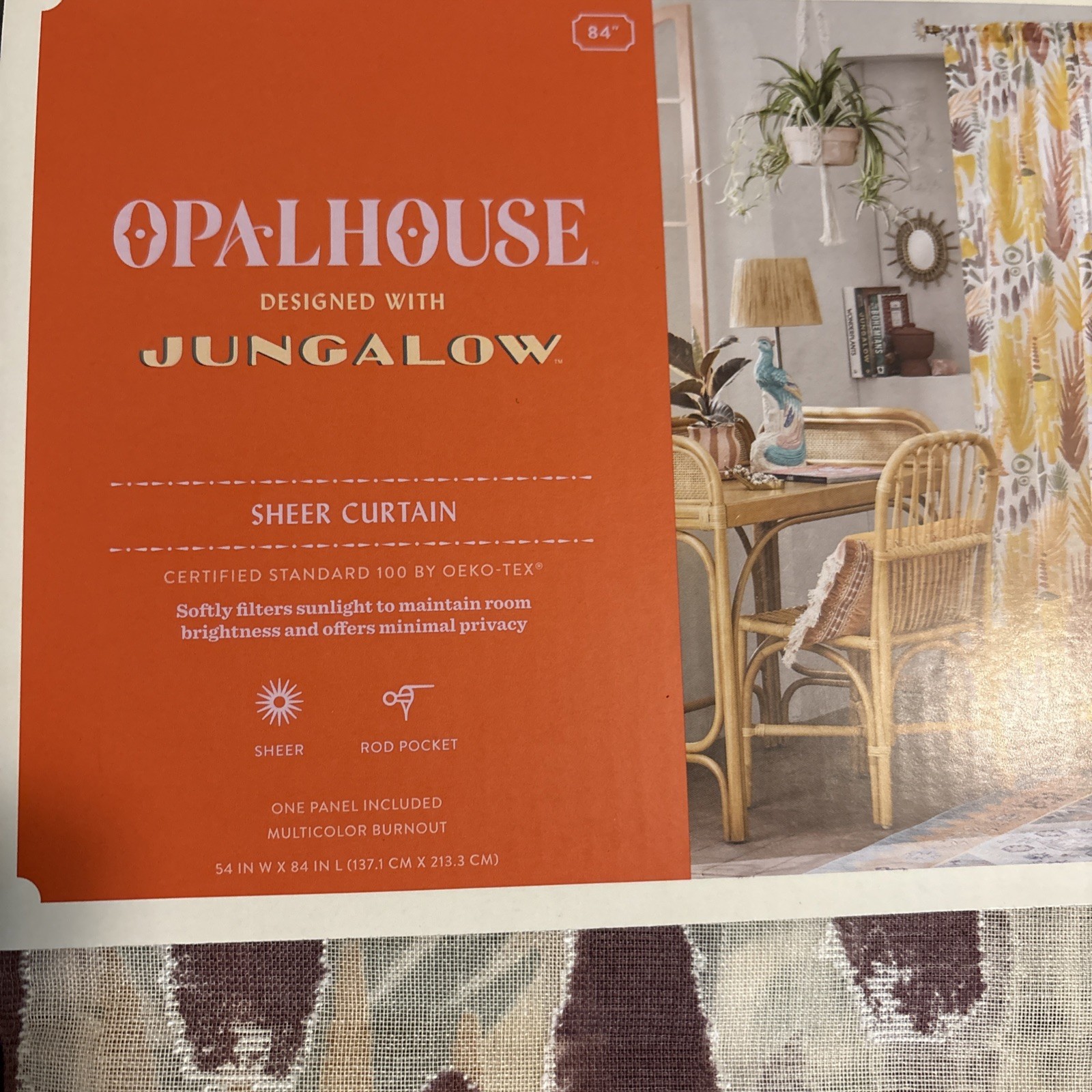 Opalhouse Jungalow Burnout Sheer Tropical Patterned Curtain 54 X 84 -Set of 2
