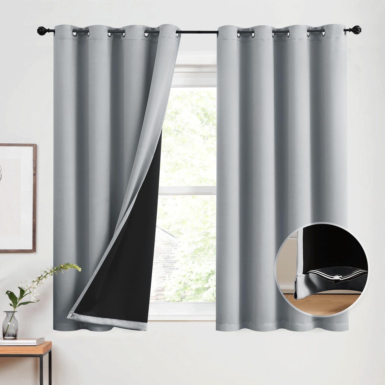 Beauoop 100% Blackout Window Curtain Panels for Bedroom Full Room Darkening T…
