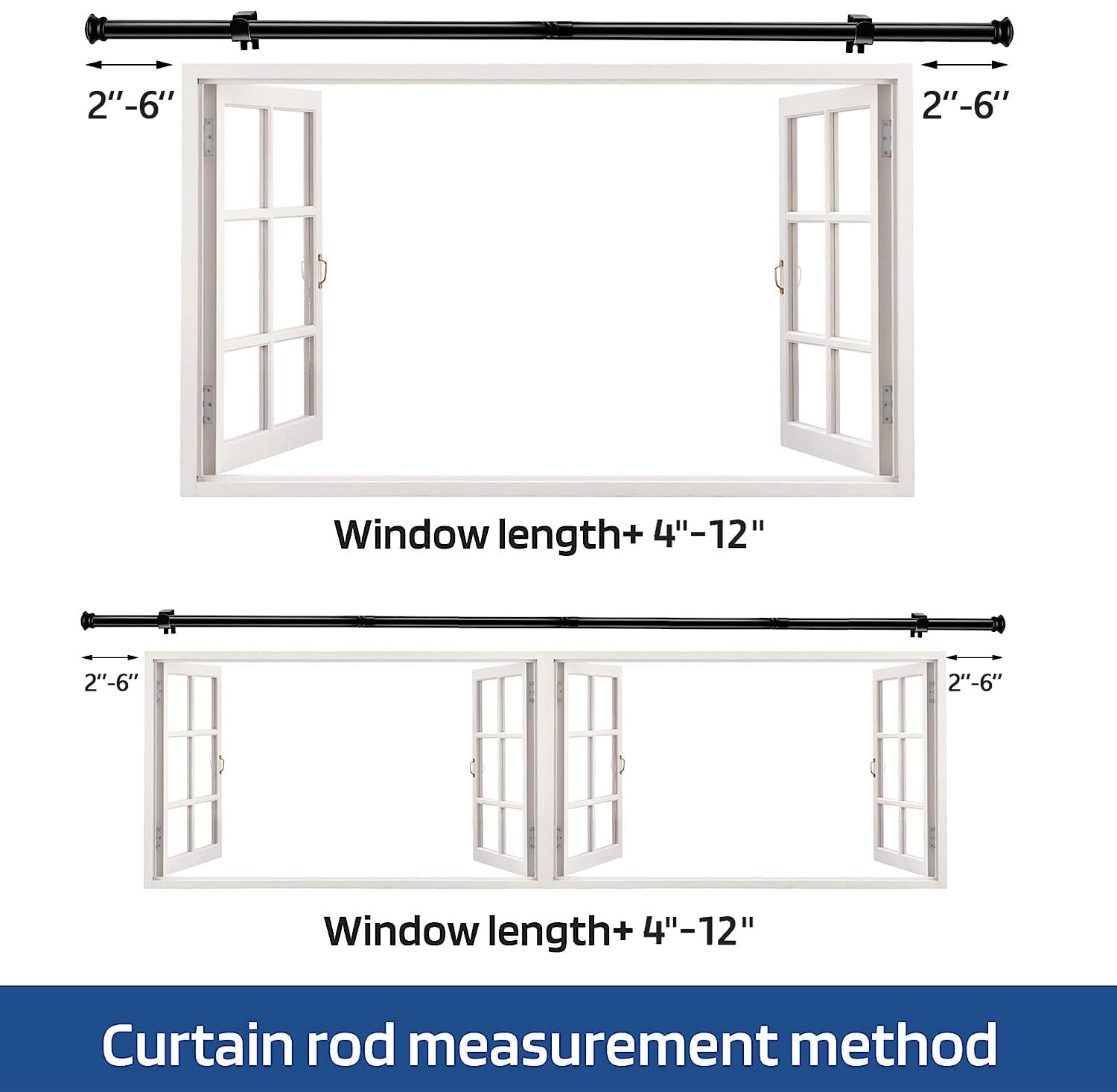 Standard Decorative Window Curtain Rods 30 to 45 Inch5/8 Inch Diameter Small