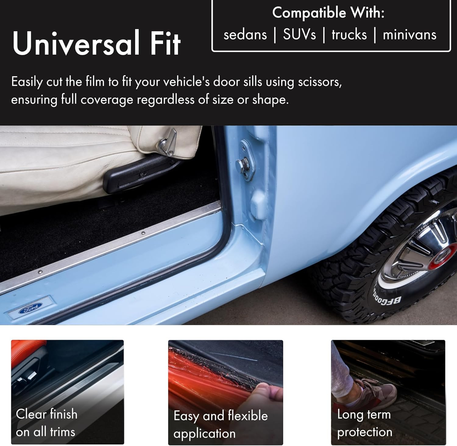 Clear Universal Door Sill Guard – 60″ X 2.75″ – Ultimate Protection for Car or T