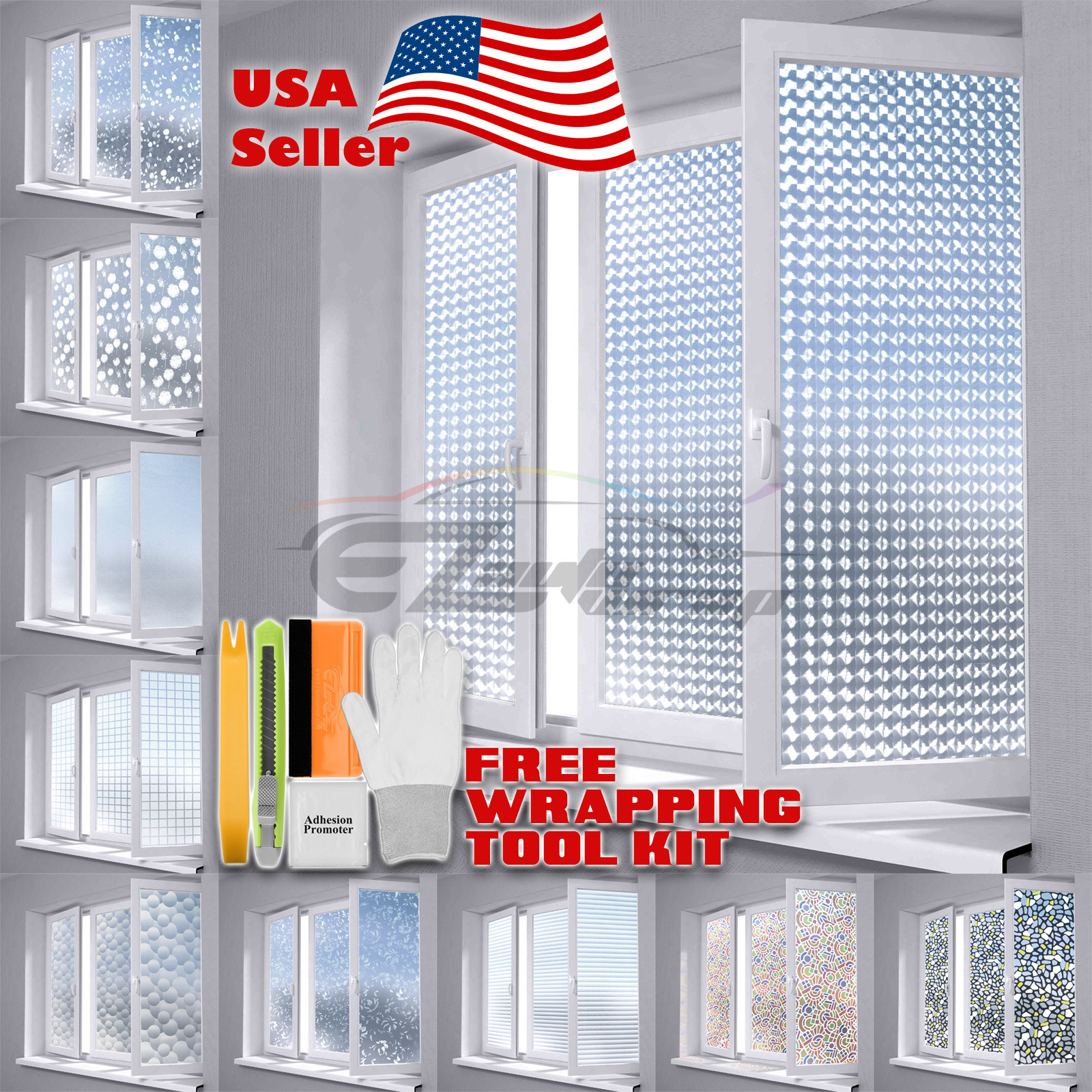 Premium Window Frosted Film Glass Home Office Bathroom Security Privacy